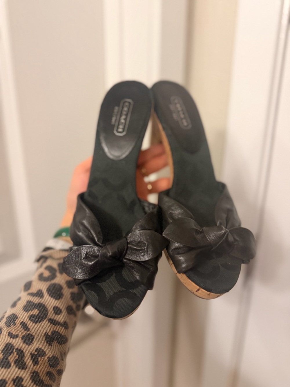 Coach Black Knotted Slide Heels